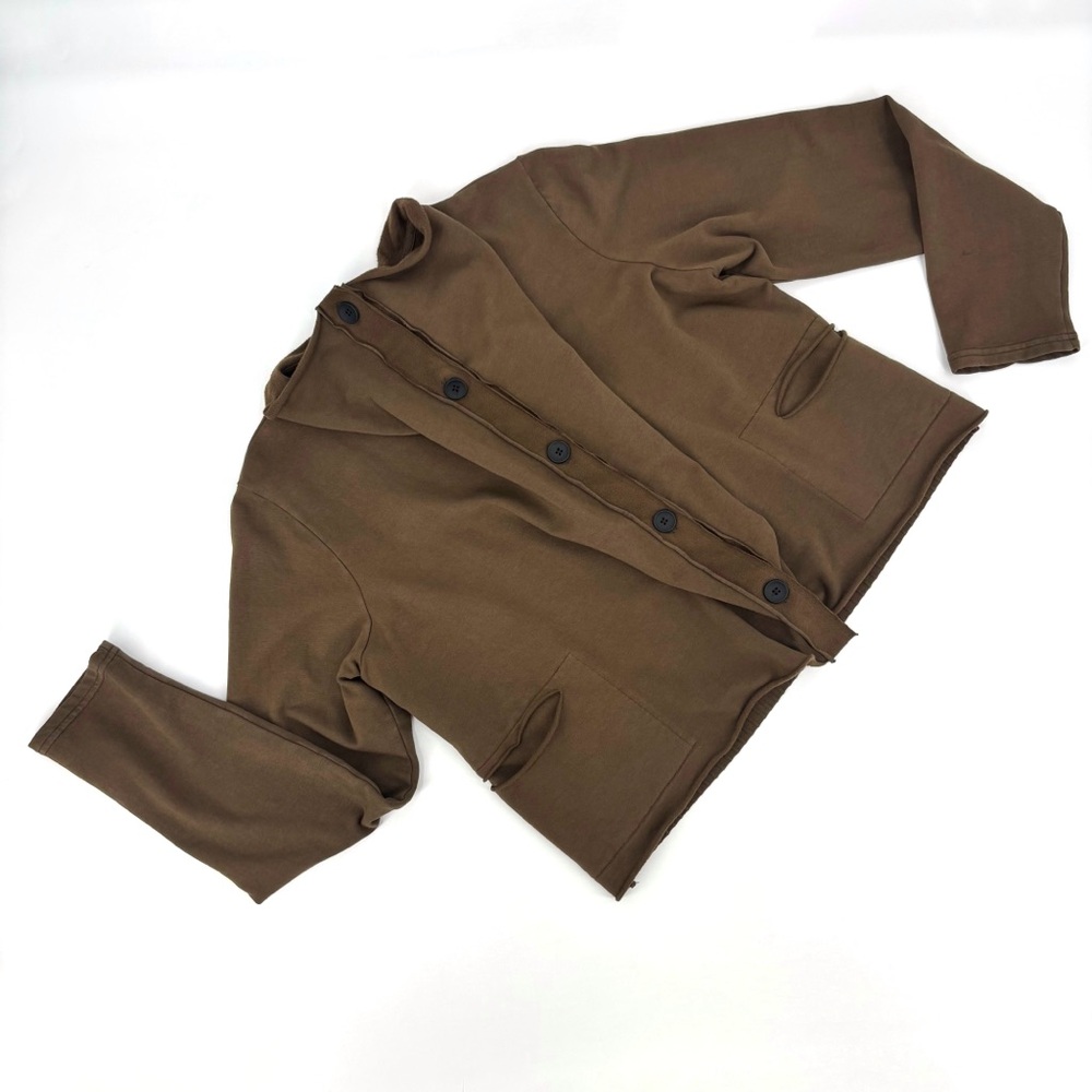 Fenini NWT Tobacco Brown Long Sleeve Button Front Rolled Collar Topper, Small